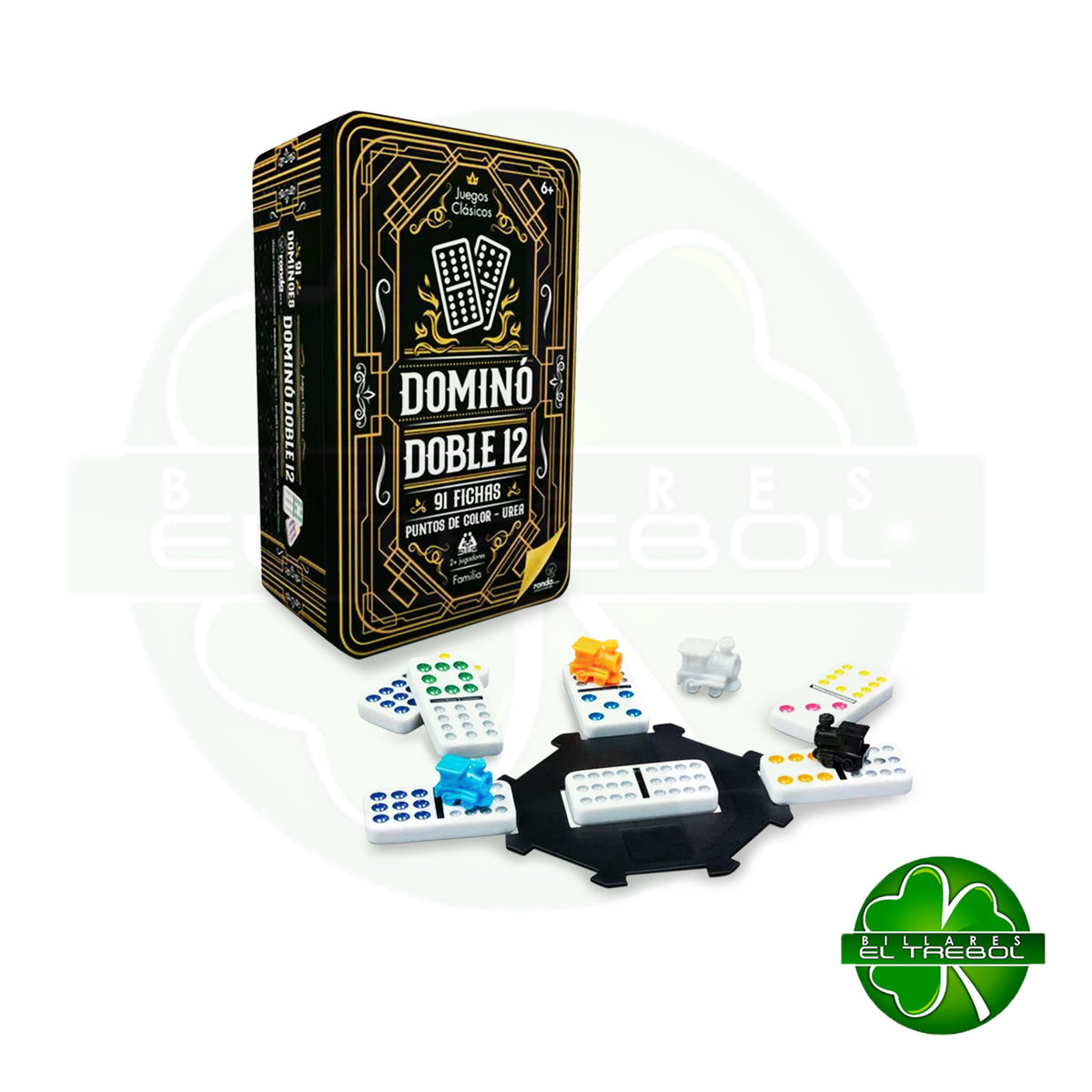 Domino Doble 12 Fichas Colores Lata Ronda - Calibre 7mm