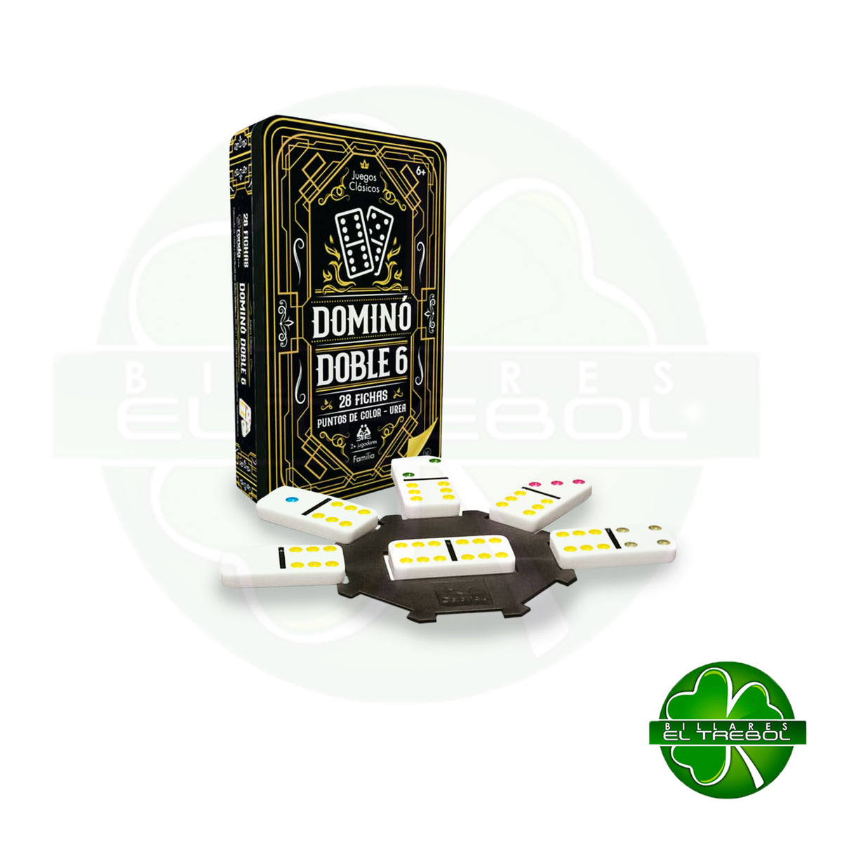 Domino Doble 6 Lata Con Ficha Colores - Calibre 7mm