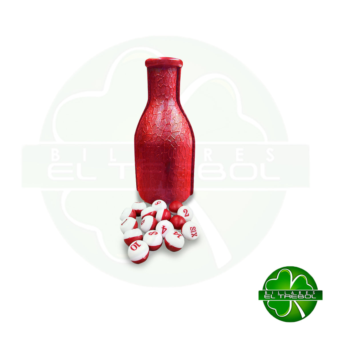 Fichos Pool Americano Botella Color Rojo y Café