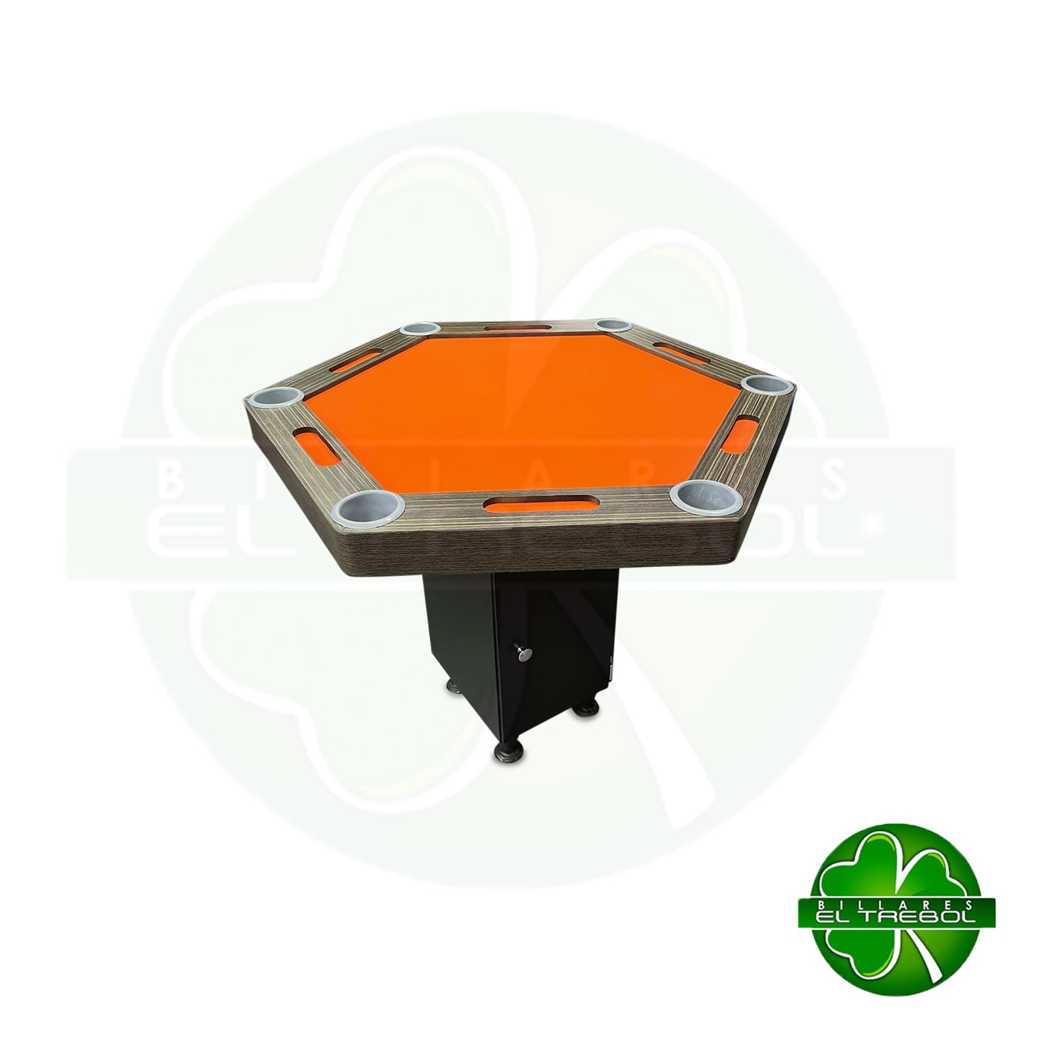 Mesa Póker Ovalada Con Portavasos  (6 Puestos)